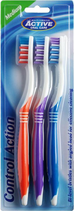 Beauty Formulas Active Oral Care - Control Action Toothbrushes Medium 3 Pcs. (3 x)