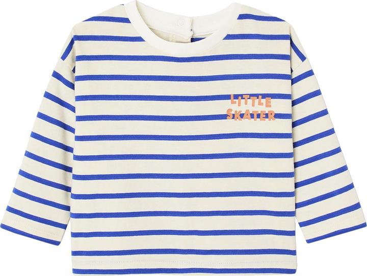 Produktbild Vertbaudet Bio-Kollektion: Gestreiftes Baby Shirt mit Druckknöpfen hinten (62)