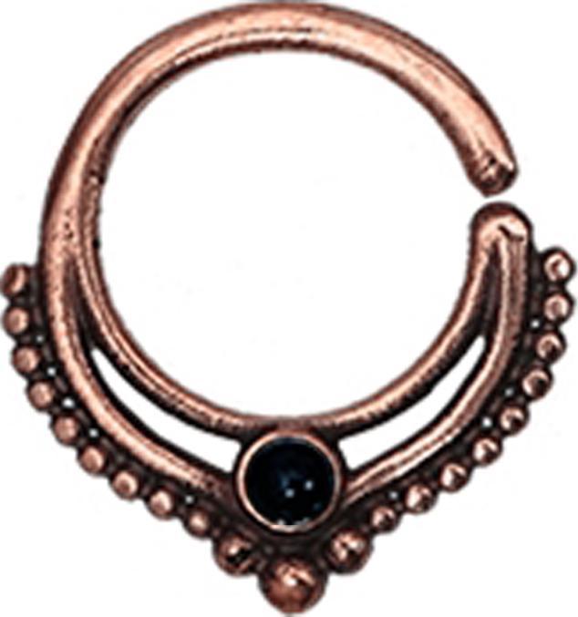 Star Piercing Micro Piercing Ring rosegold Kugelrand mit Onyx Stein (Bronze, ohne Messing)
