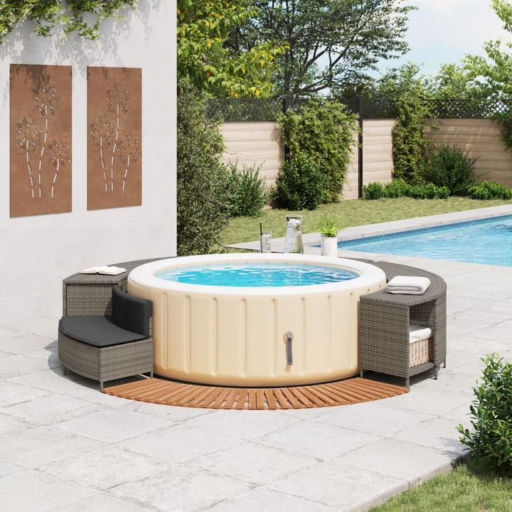 Produktbild VidaXL Whirlpool Umrandung Poolumrandung Poolverkleidung Grau Poly Rattan