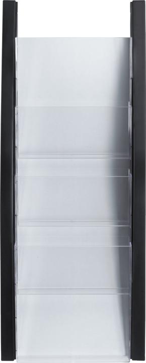 Produktbild Helit Wand-Prospekthalter, DIN A5 hoch, 4 Fächer, schwarz Seitenteile aus farbigem PP, Fächer aus glask... (A5, Hoch)