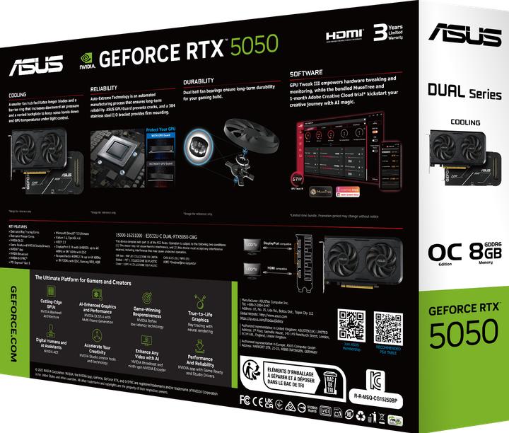 Produktbild ASUS Dual GeForce RTX 5050 OC Edition, 8192 MB GDDR6 (8 GB)