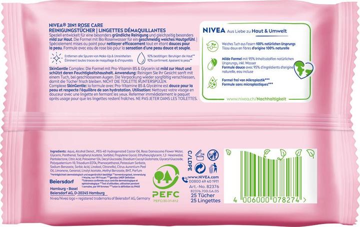 Actual product image NIVEA Rose Water Cleansing Wipes (Cleaning cloths)