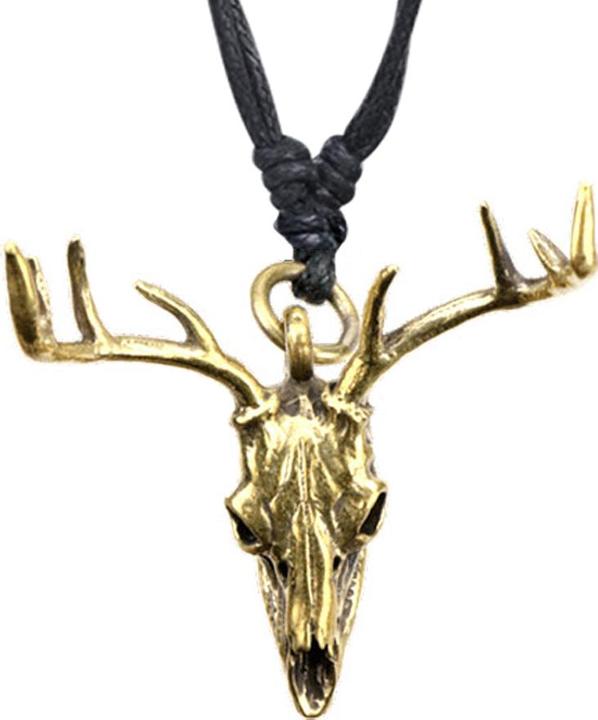 Image du produit Star Piercing Collier noir pendentif doré crâne de cerf (Laiton)