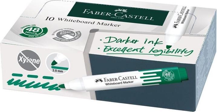 Actual product image Faber-Castell Marker Whiteboard W20 grün 10 Stück (Green, 2 mm, 1 x)