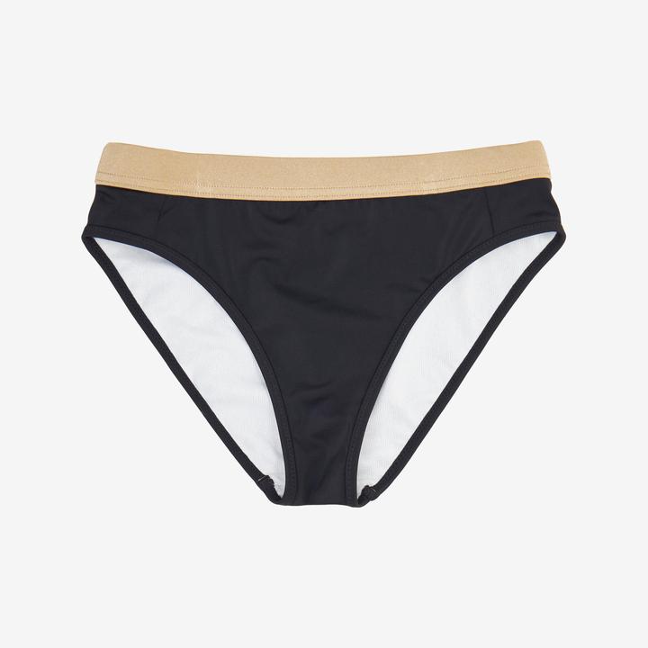 Olaian Bikini-Hose Mädchen 900 Buddy schwarz/gold