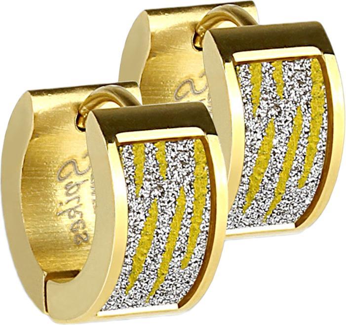 Star Piercing Ohrring zum Klappen vergoldet mit glitter und Zebramuster (ohne Messing, Chirurgenstahl 316L)