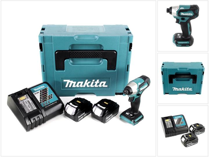 Makita DTD 155 RFJ Akku Schlagschrauber 18 V 140 Nm 1/4" Brushless + 2x Akku 3,0 Ah + Ladegerät + (Akkubetrieb)