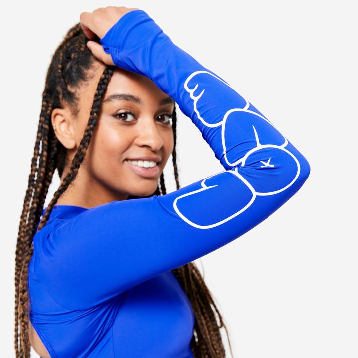 Immagine prodotto Domyos Crop top da donna con maniche lunghe - stampa blu (XS)