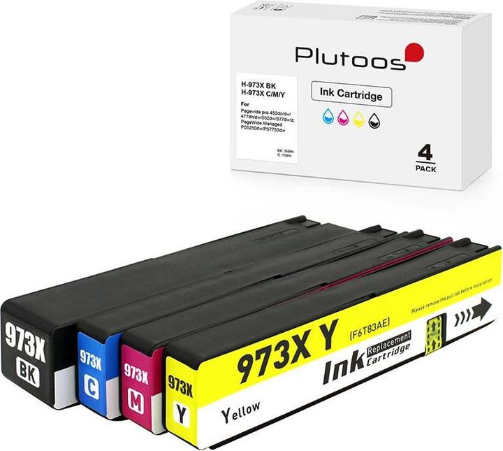 Plutoos HP 973X cartridges XXL compatible, set of 4 colours (M, Y, C, FC)