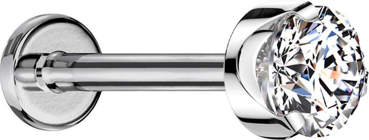Produktbild Star Piercing Micro Labret Innengewinde silber flach Kristall silber gefasst (ohne Messing, Titan G23)