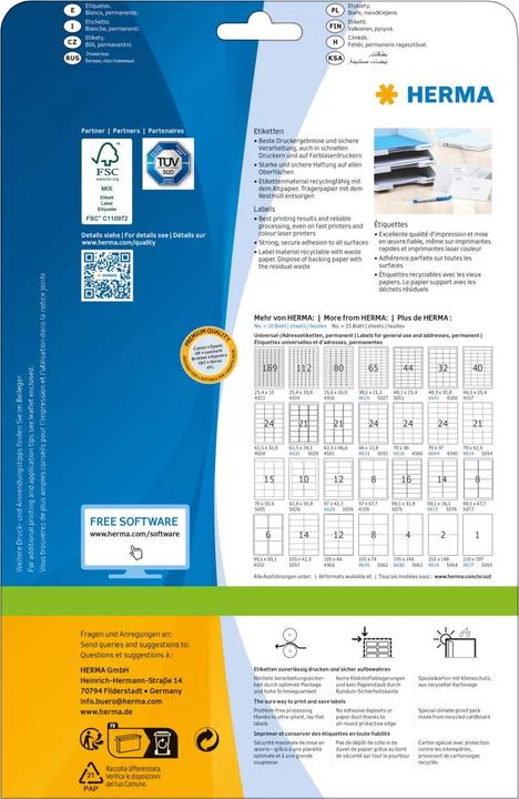 Actual product image HERMA Universal labels A4