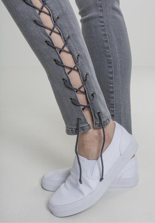 Actual product image Urban Classics Ladies Denim Lace Up Skinny Pants (29)