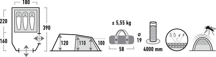 Produktbild High Peak Atmos (Tunnelzelt, 5.30 kg, 3 Personen)