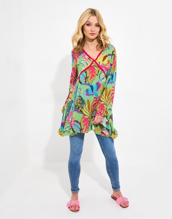 Actual product image Joe Browns Tropical Print Long Sleeve Tunic Dress