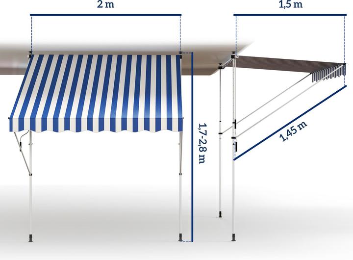 Produktbild Outsunny Klemmmarkise mit Handkurbel (2 m)