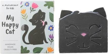 Actual product image Almara My Happy Cat Handmade Peach Scented Soap for Kids - 100g (Liquid soap)