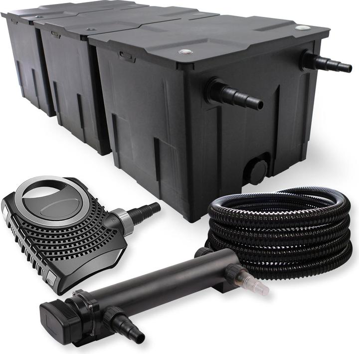 Produktbild SunSun 3-Kammer Filter Set 90000l 24W UVC 3er Teich Klärer NEO7000 50W Pumpe Schlauch