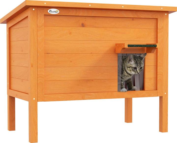 Image du produit PawHut Niche pour chat avec toit et chatière (Chatière manuelle)