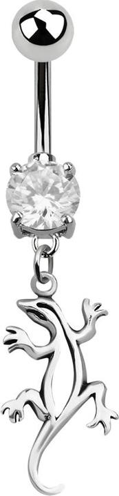 Star Piercing Banane silber mit Anhänger Echse silber (Chirurgenstahl 316L, ohne Messing, 925 Sterlingsilber)
