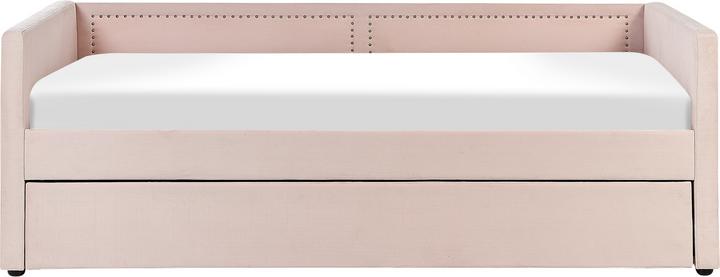 Actual product image Beliani Daybed pull-out corduroy pastel pink slatted frame 90 x 200 cm MIMIZAN (90 x 200 cm)