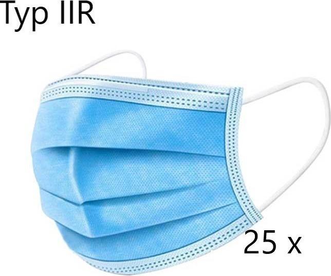 VaSano OP Maske ex Typ IIR blau (25 Stk) (Keine offizielle Schutzklasse, 25 x)