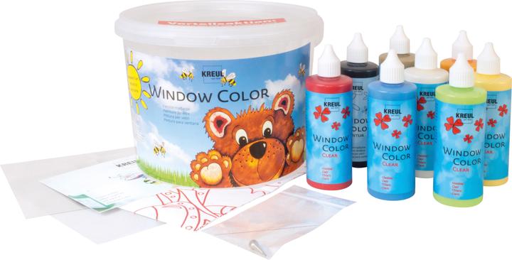 Produktbild Kreul Window Color Power Pack (Weiss, Pfirsich, Himbeere, Saphir, Cognac, Citron, Apfelgrün, Schwarz, 1000 ml)