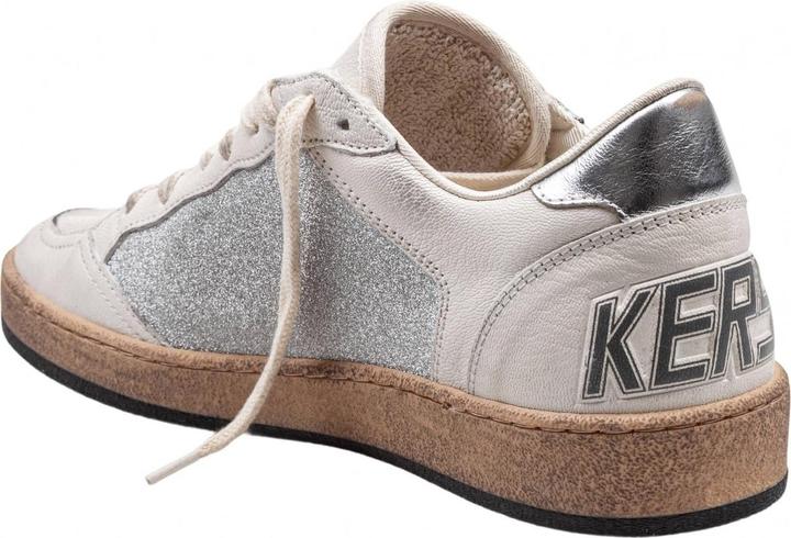 Actual product image Golden Goose ballstar in nappa and glitter natural and silver color (39)