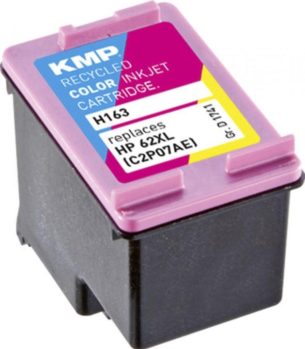 Produktbild KMP H163 Tintenpatrone 3-farbig kompatibel mit HP C2P07AE 62 XL (M, C, Y)