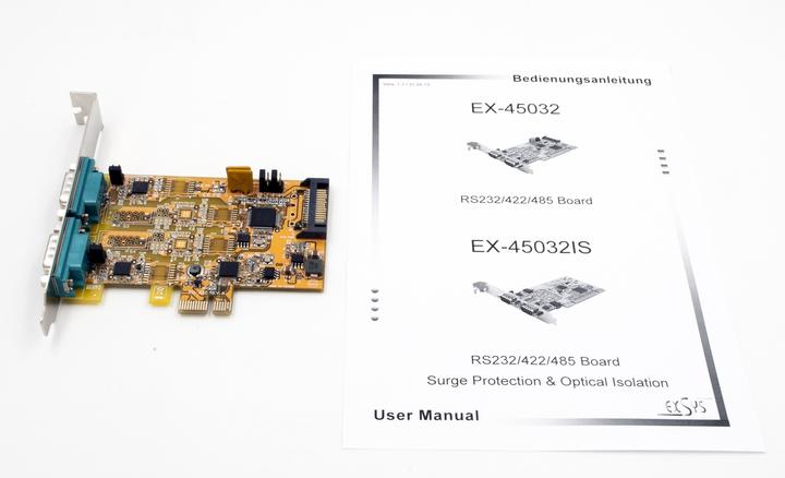 Immagine prodotto Exsys Scheda PCIe 2S Serial RS-232/422/485, POS regolabile (set di chip FTDI)