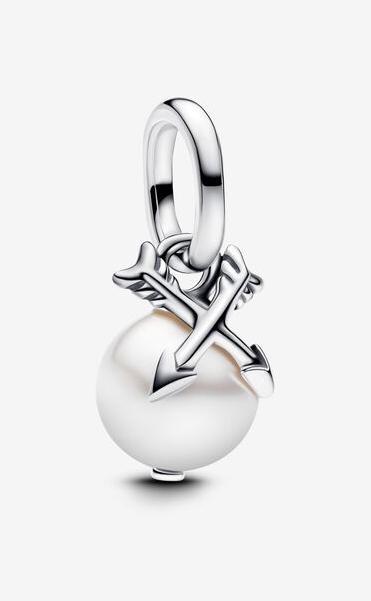Image du produit Pandora Pearl & Arrows Mini Dangle Charm (Argent massif)