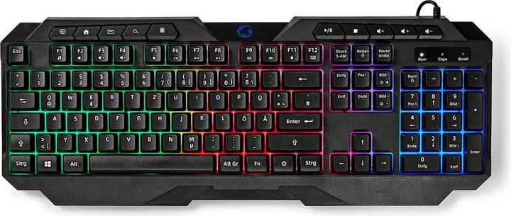 Nedis Wired Gaming Keyboard | USB Type-A | Membrane Keys | LED | QWERTY | DE-Layout | Power Cord Length: (DE, Cable)