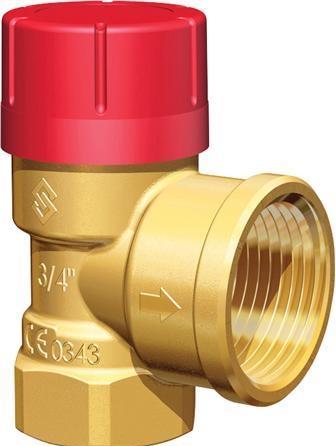 Flamco Sikkerhedsventil 1/2"X 3/4" 2,5 bar med muffe. Tåler medier med op til 50% glykol.
