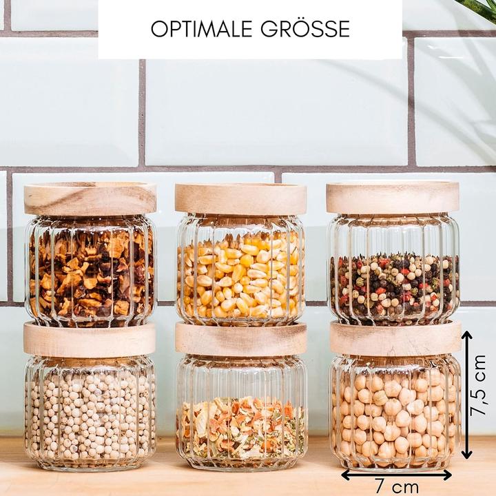 Produktbild Econovo 6-teiliges Gewürzgläser Set, stapelbar, luftdicht (0.15 l)