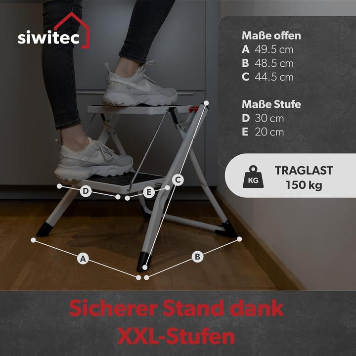 Produktbild Siwitec Klapptritt mit 2 Stufen (Trittleiter, Klapptritt, 49.50 cm)