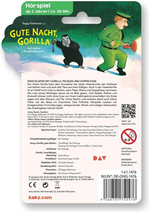 Image du produit Kekz Bonne nuit, gorille, 1 puce audio (Allemand)