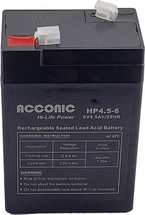 Produktbild Acconic HP4.5-6 Hi-Life Power AGM 6V 4.5Ah USV-Batterie (6 V, 4.50 Ah)