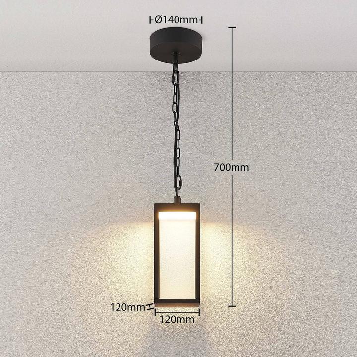 Produktbild Lucande Cube LED Aussen Pendelleuchte H26 Graphite (750 lm, IP54)
