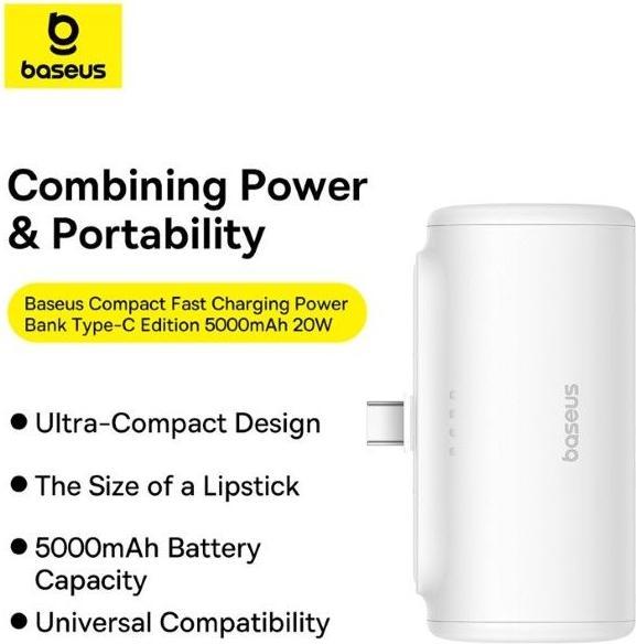 Produktbild Baseus Compact Series Fast Charging USB-C Powerbank 20W (5000 mAh, 20 W, 18 Wh)