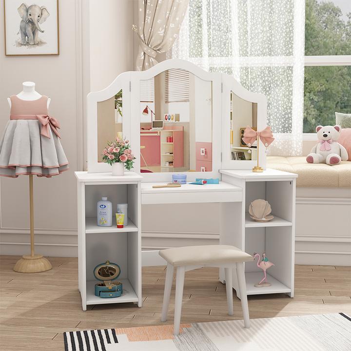 Produktbild Vicco Schminktisch für Kinder Estella, Weiss, 105 x 118 cm Mit Spiegel (41 x 105 x 118 cm)