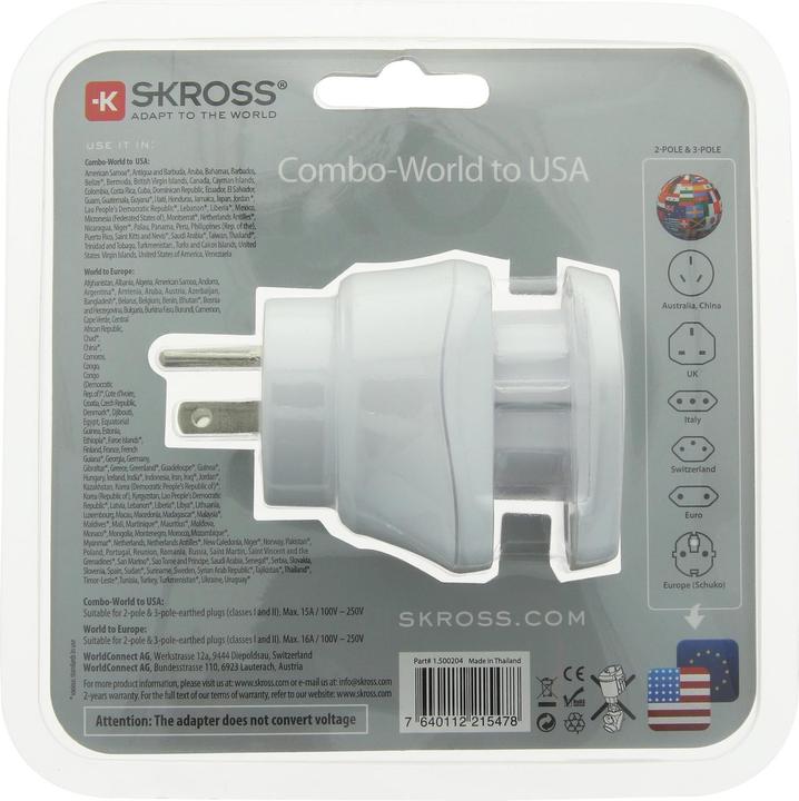 Actual product image Skross Travel adapter CA W to EU