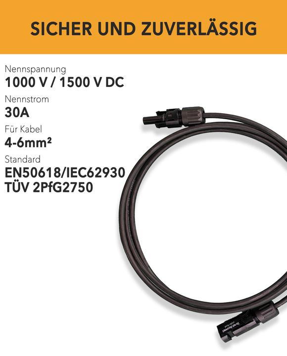 Produktbild HISkon 6mm² Verlängerungskabel MC4 auf MC4 Stecker - 5m