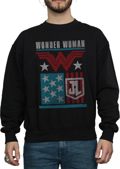 Actual product image Mens Justice League Movie Wonder Woman Flag Sweatshirt (XXL)