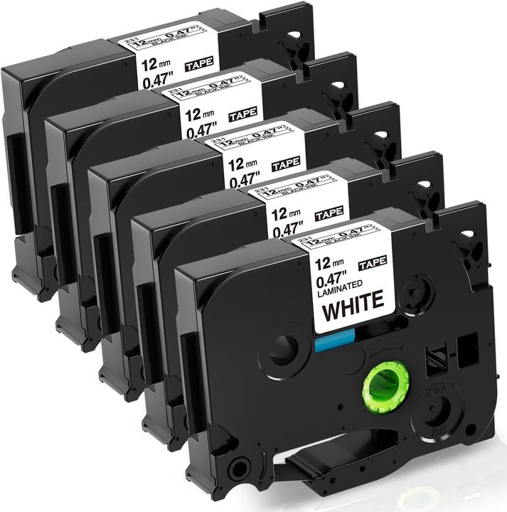 Produktbild Fimax Tech 5er-Pack Ersatzband (12mm) für Beschriftungsgerät (Weiss)