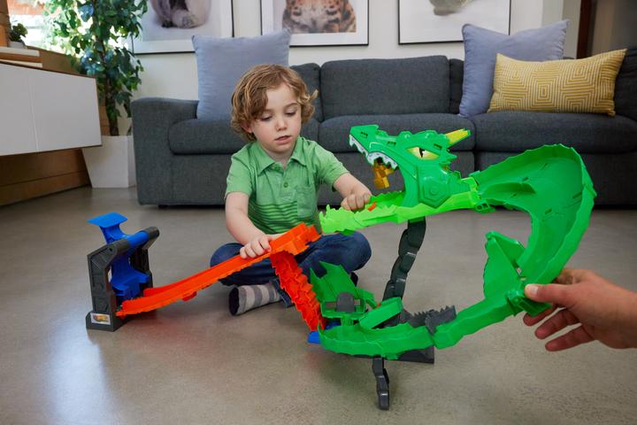Actual product image Hot Wheels Monster Trucks Sharks vs. Dinos Dragon Destruction