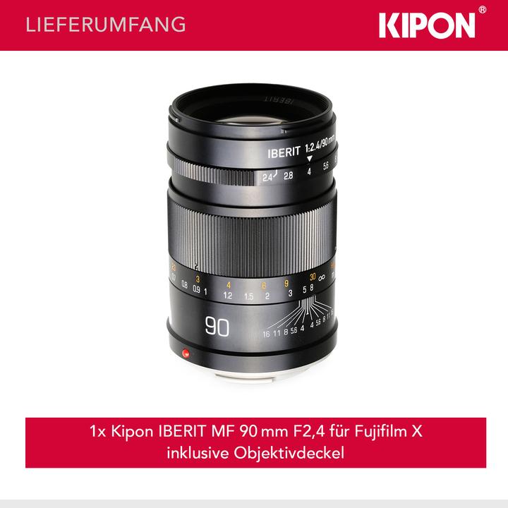 Actual product image Kipon Iberit 90/2.4 full frame Fuji X (Fujifilm X, full size)