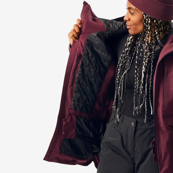Produktbild Wedze Skijacke Damen vielseitig und warm - FR100 bordeauxrot/schwarz (XL)