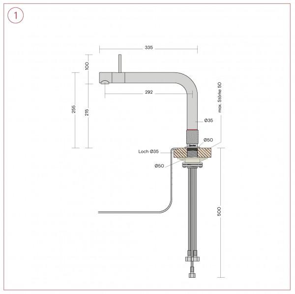 Image du produit Quooker - Wasserhahn FRONT Voll-Edelstahl, Reservoir COMBI+