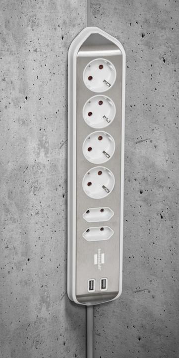 Actual product image Brennenstuhl estilo corner pedestal 6-fold (6 x, CEE 7/16, 2 m)