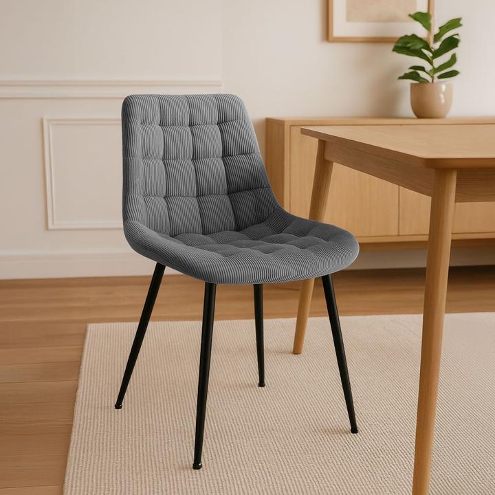 Image du produit CLP Chaise de salle à manger Sardna revêtement velours côtelé rembourré avec dossier